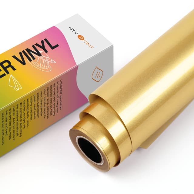 HTVRONT Plotterfolie Textil-12in x10ft Flexfolie Plotter Textil für Silhouette Cameo (Gold) 30.5 x 305cm