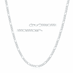 🎁 Esrael 925 Sterling Silber Soild 3mm 5mm Figaro Kette Halskette für Männer