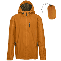 33,000ft Regenjacke Herren Wasserdicht 🌧️ Outdoorjacke Leichte Freizeitjacke Packbare Windjacke Fahrrad Regenmantel mit Kapuze M Kürbis gelb