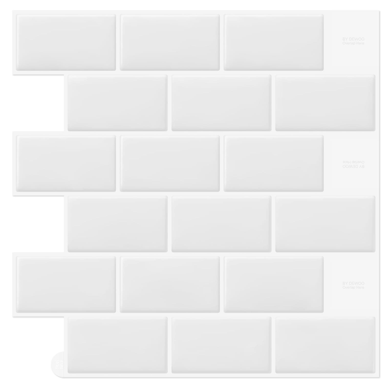 🔥 DEWOO 10-Stück 3D Fliesenaufkleber Selbstklebend Weiß Küche Bad (30,5 x 30,5 cm) 🔥