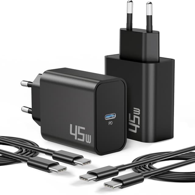 🔋 45W USB-C Schnellladegerät + 2M Typ C Ladekabel 2-Pack 📱