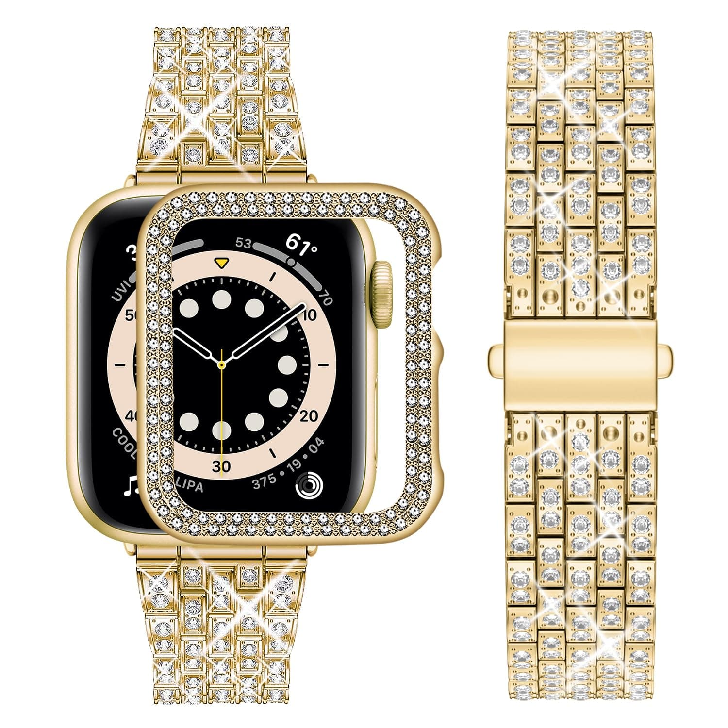 Wutwuk Metallarmband für Apple Watch 3 Damen - Glitzer Diamant Strassstein Schutzhülle