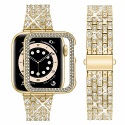 Wutwuk Metallarmband für Apple Watch 3 Damen - Glitzer Diamant Strassstein Schutzhülle