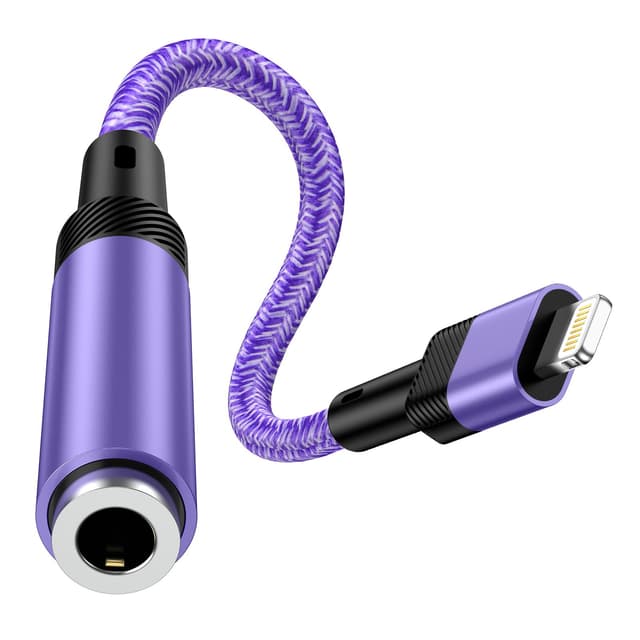 🎧 Zacenei Aux Adapter Lightning auf 3.5mm Klinke Adapter [MFi Zertifiziert] 1Pack Lila