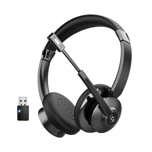Earbay Kabelloses Headset,Wireless Headset with Mikrofon, PC Kopfhörer mit Mikrofon Noise Cancelling Bluetooth, Mit USB-Dongle Funktion für Zoom/MS Teams/Skype/Call Center/Büro Black