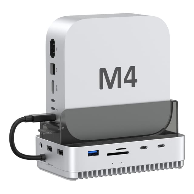 AKKYAJAURE Vertikale Dockingstation für Mac Mini M4 – USB4 40 Gbit/s M.2 NVMe SSD-Gehäuse & USB-C-Hub ⚙️🖥️