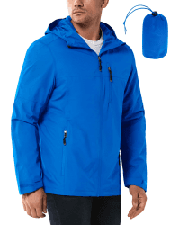 33,000ft Regenjacke Herren Wasserdicht Outdoorjacke Leichte Freizeitjacke Packbare Windjacke Fahrrad Regenmantel mit Kapuze L Hell Blau 🌧️🚴‍♂️