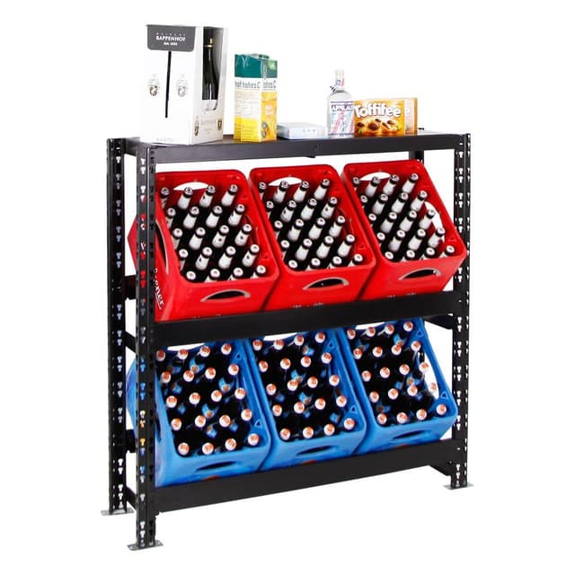 PROREGAL Getränkekistenregal Tegernsee XL 6 Kisten | HxBxT 110x110x30 cm Schwarz 🍻📦
