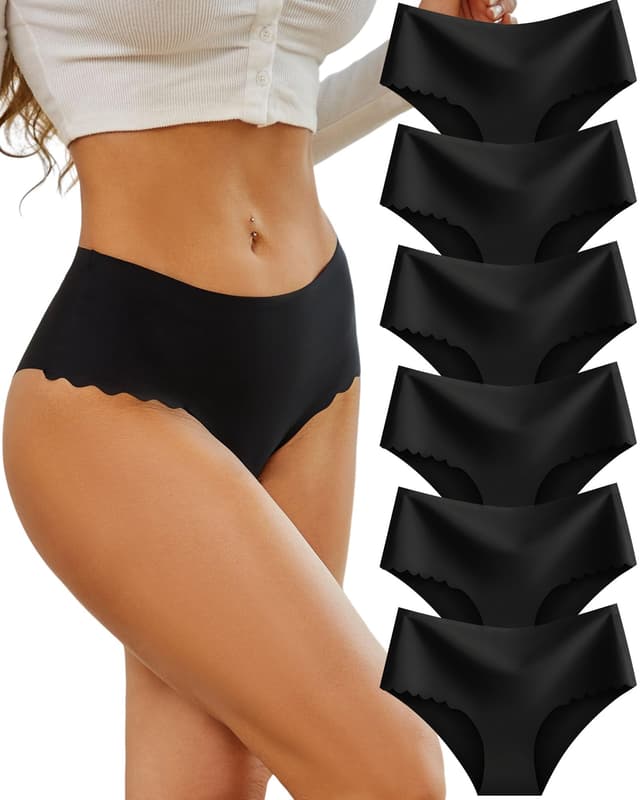 🌟 Sth Big Damen Nahtlose Hohe Taille Seamless Slips Mehrpack 6 (Schwarz*6) M 🌟