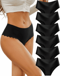 🌟 Sth Big Damen Nahtlose Hohe Taille Seamless Slips Mehrpack 6 (Schwarz*6) M 🌟