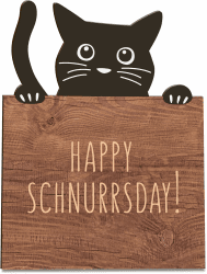 Happy Schnurrsday Holzkarte - Schnurrtag Geburtstagskarte 🐱🎁