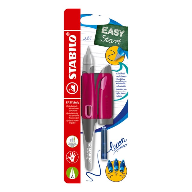 🌟 Tolles Angebot! STABILO - Ergonomischer Schulfüller für Rechtshänder mit Anfänger-Feder A - EASYbirdy in beere/pink