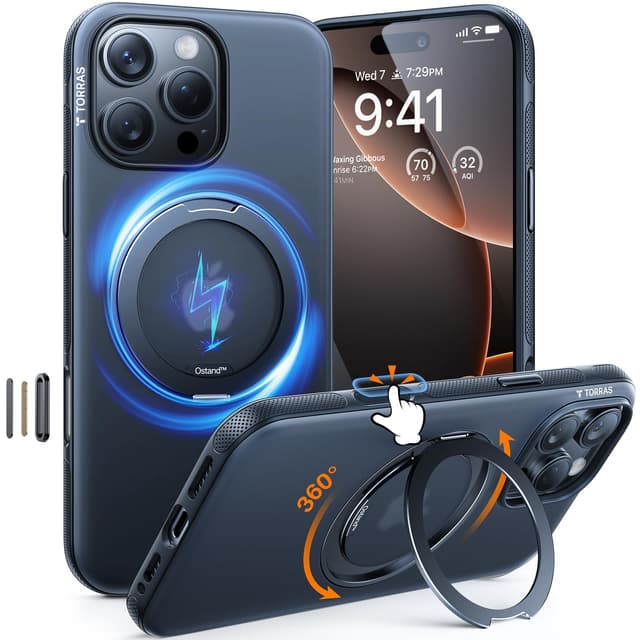 TORRAS 360° Ostand O3 Fitness für iPhone 16 Pro Hülle mit MagSafe - Schwarz