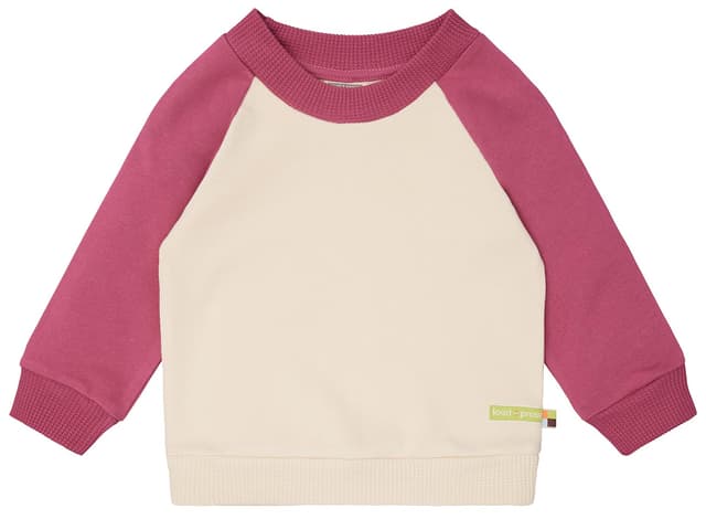 🌟SALE🌟 loud + proud Mädchen Sweat mit Raglanärmeln, GOTS Zertifiziert Sweatshirt 62-68 Vanilla/Rouge