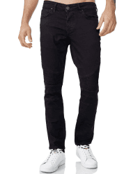 Tazzio Jeans Herren Slim Fit Biker Destroyed Look Stretch Jeanshose Hose Denim 16517 42W / 32L Schwarz-berlin 🌟👖
