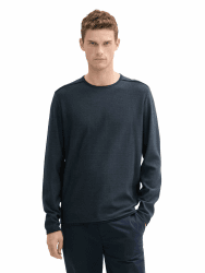 TOM TAILOR Herren Pullover aus Baumwolle M 36958 - Stormy Blue Navy Finestripe 👕