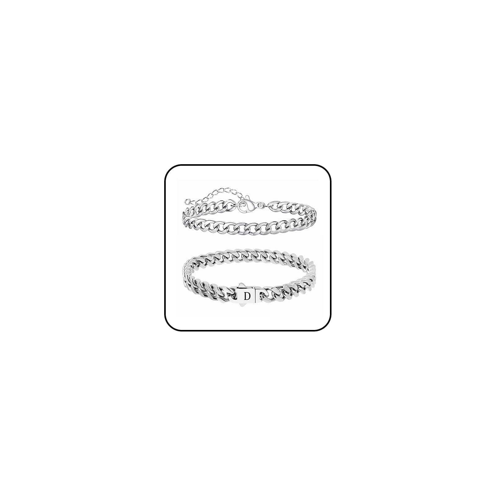 ZENGSING Herren Armband Set 🎁 Edelstahl Silber Panzerkette 🎉 Gravur A-Z 🎈 Geburtstag Geschenke für Männer