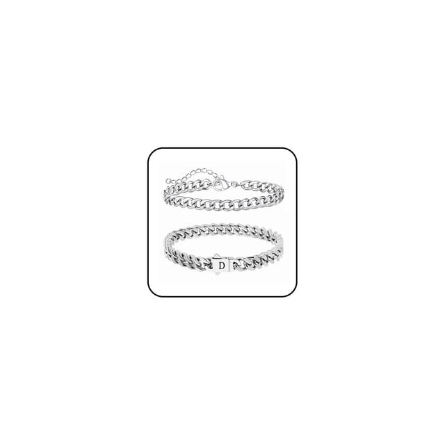 ZENGSING Herren Armband Set 🎁 Edelstahl Silber Panzerkette 🎉 Gravur A-Z 🎈 Geburtstag Geschenke für Männer