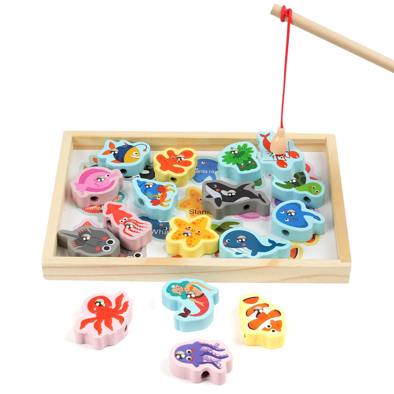 Vicloon Magnetisches Angelspiel Holz Montessori Spielzeug 🎣