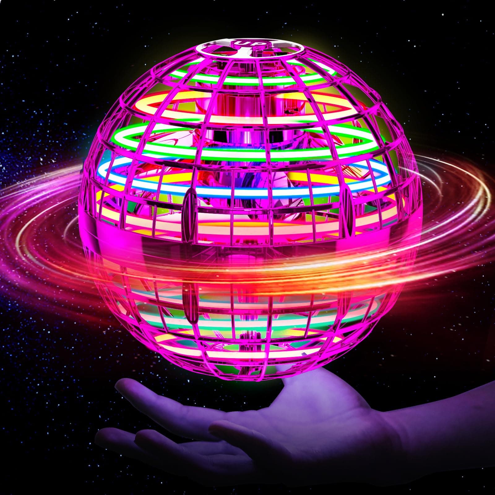🚀 Ivtivfu Fliegender Ball (Rosa) - Magischer LED UFO Ball Spielzeug für Kinder 🌟