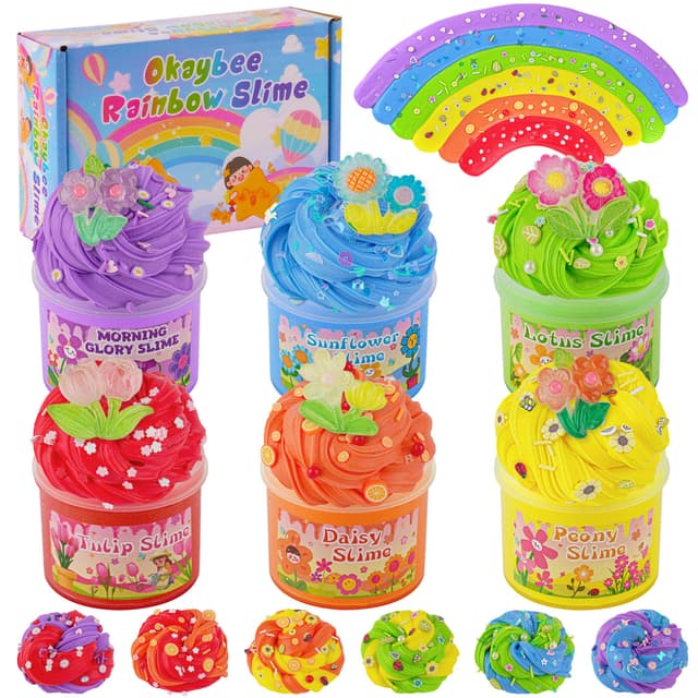 Okaybee 6er-Pack Butter Slime Set 🌈 Sensorisches Spielzeug für Kinder