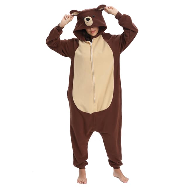 🐻 LBJR Tier Onesie Karneval Halloween Kostüm Cosplay Schlafanzüge Erwachsene XS Zip Bär 🎉