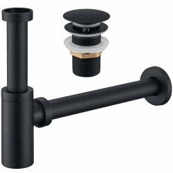 🛁 Ulytid Siphon mit Ablaufgarnitur Waschbecken - Schwarz Matt Set