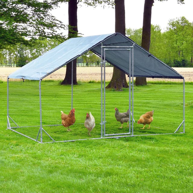 🐔🏡 Zooprinz XXL Freilaufgehege aus Metall mit Sonnendach/Regenschutz für Hühner 🌞🌧️