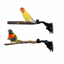🦜🌿 2 Stück Natur Sitzstangen für Vogelkäfige mit Saugnapf | Interaktives Spielzeug für Papageien