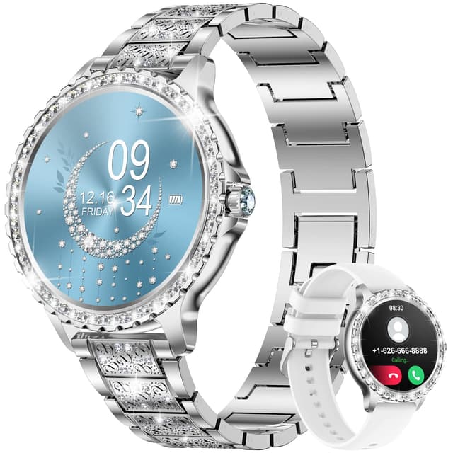 LIGE Smartwatch Damen mit Telefonfunktion, 1.32" Diamant Fitnessuhr Damen für IOS Android 🌟