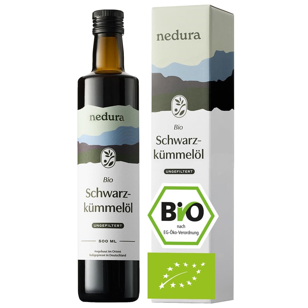 🌿 nedura® Schwarzkümmelöl BIO kaltgepresst (ungefiltert) 500ml 🌿