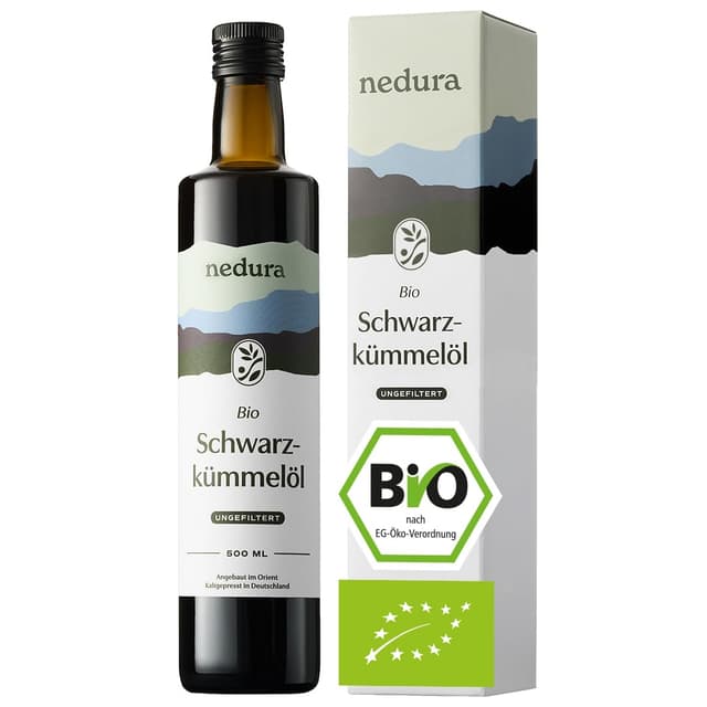 🌿 nedura® Schwarzkümmelöl BIO kaltgepresst (ungefiltert) 500ml 🌿