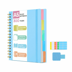 📘 ihaspoko A5 Spiral Notizbuch Liniert | 5 Herausnehmbaren Trennblätter | 300 Blatt 100GSM | A5 Blau