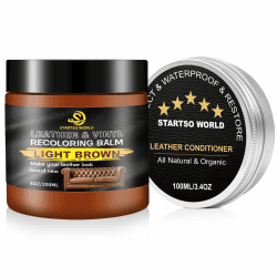 STARTSO WORLD Leder Reparatur Set Hellbraun 🌟 Möbelpflege-Set mit Lederfett & Lederfarbe