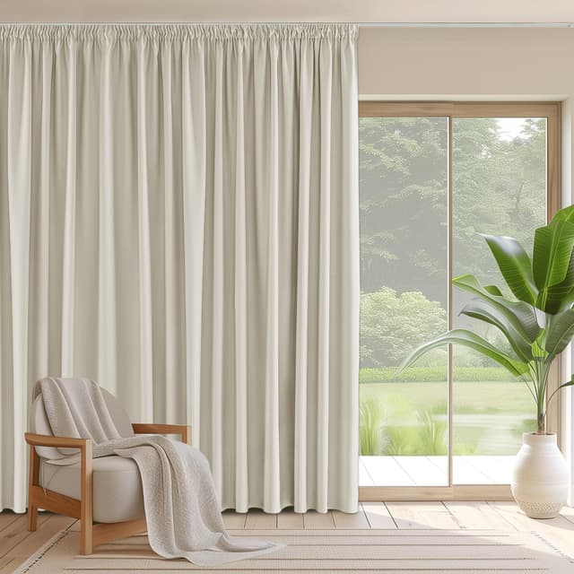 🏡 PONY DANCE Übergardinen für Große Fenster H260 x B300 cm - Hellbeige