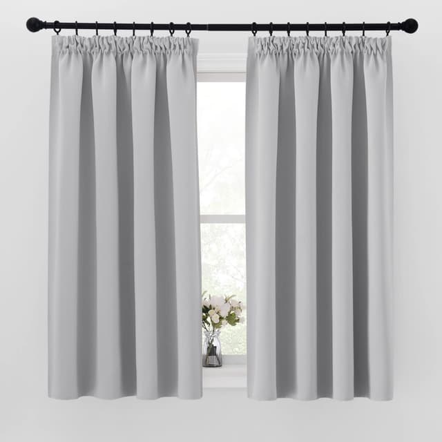 🌙 PONY DANCE Verdunklungsgardine 2er Set H 137 x B 140 cm Grau Blickdicht Schlafzimmer Vorhänge 🏡