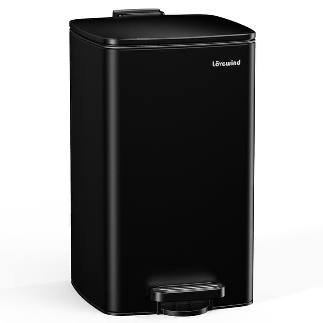 🌟 Lovewind Küchenabfalleimer 30L - Schwarzer Mülleimer aus Edelstahl mit Pedal 🌟