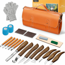🪓🌲 TEKCHIC Holzschnitzerei Kit Deluxe, 23Pcs Holzschnitzerei Werkzeuge 🌲🪓