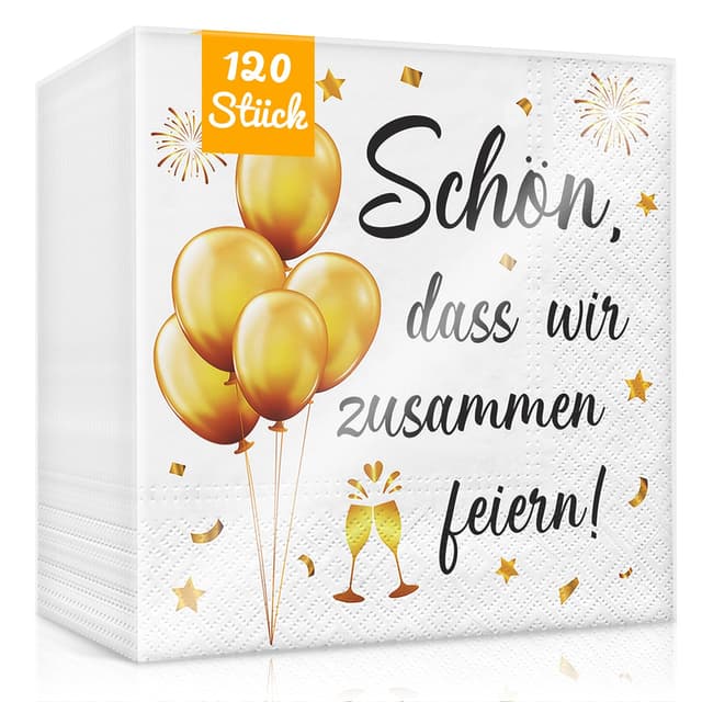 WenmthG 120 Stück Servietten Geburtstag Schön, dass wir zusammen feiern 🎉