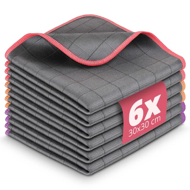 🪟 Lavandola® 6X Fenstertuch - Für kristallklare & streifenfreie Scheiben - 30x30cm Carbon Tücher