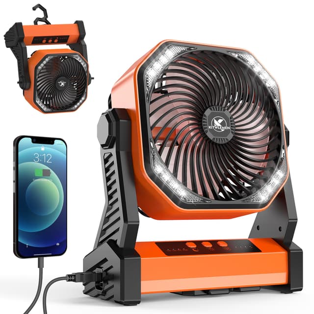 🔦🌀 KITWLEMEN Ventilator mit LED-Laterne, 20000mAh Camping Ventilator 🏕️