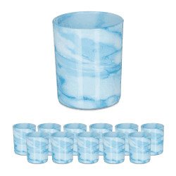 🕯️🌟 Entspannen Sie mit Stil! 12er Set Teelichtgläser in Blau/Creme 🌟🕯️