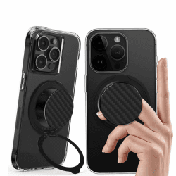 📱🔥 Plehood Schmaler Handy-Griff: Magnetischer Ringständer für iPhone - Kohlefaser