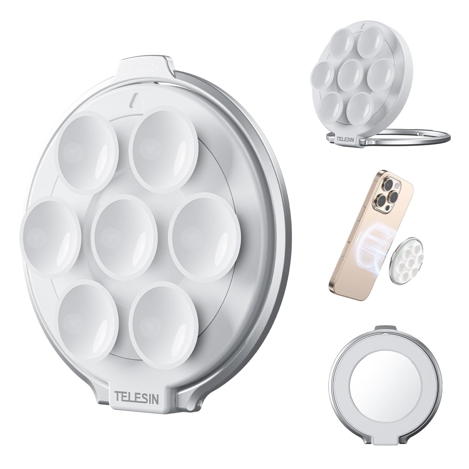📱 TELESIN° Magnetischer Handy Saugnapf Halterung mit Kosmetikspiegel 🌟