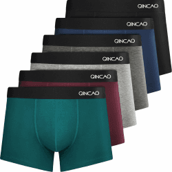 QINCAO Boxershorts Herren 6er Pack ohne Kratzenden Zettel Männer Unterhosen Unterwäsche Boxer Baumwolle(Gr. S - 4XL) XXL Mehrfarbig 🩲🌈