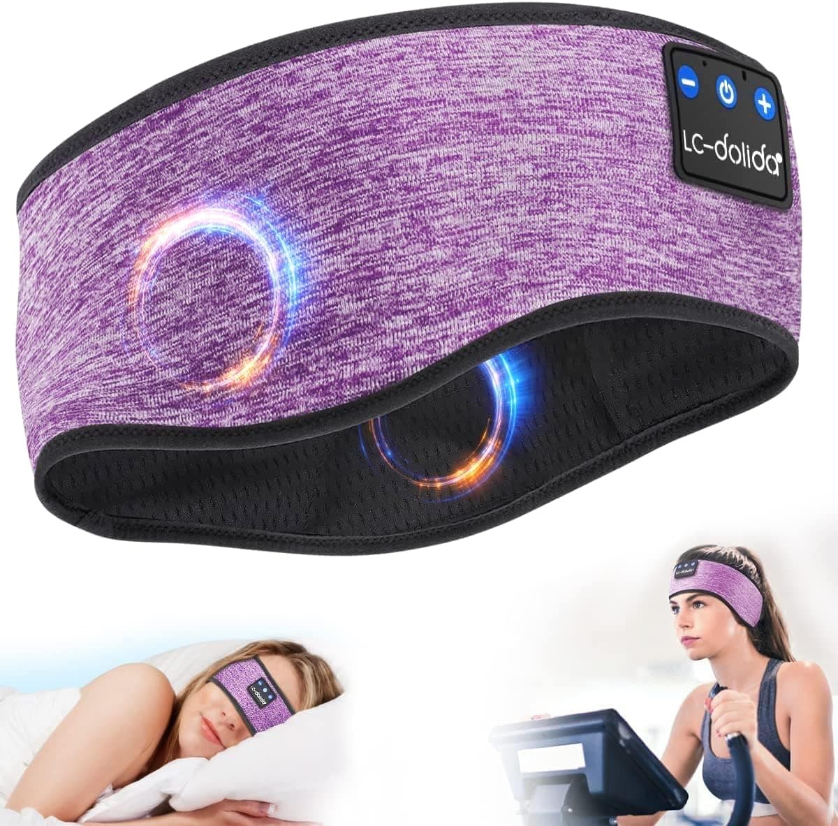 🎧 Schlafkopfhörer Bluetooth 5.4, Schlaf Stirnband Kopfhörer Headband Schlafmaske, Sportskopfhörer Musik schlafen Stirnband für Sport Training, Joggen, Yoga, Reisen L Violett 🎧
