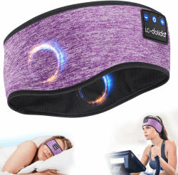 🎧 Schlafkopfhörer Bluetooth 5.4, Schlaf Stirnband Kopfhörer Headband Schlafmaske, Sportskopfhörer Musik schlafen Stirnband für Sport Training, Joggen, Yoga, Reisen L Violett 🎧