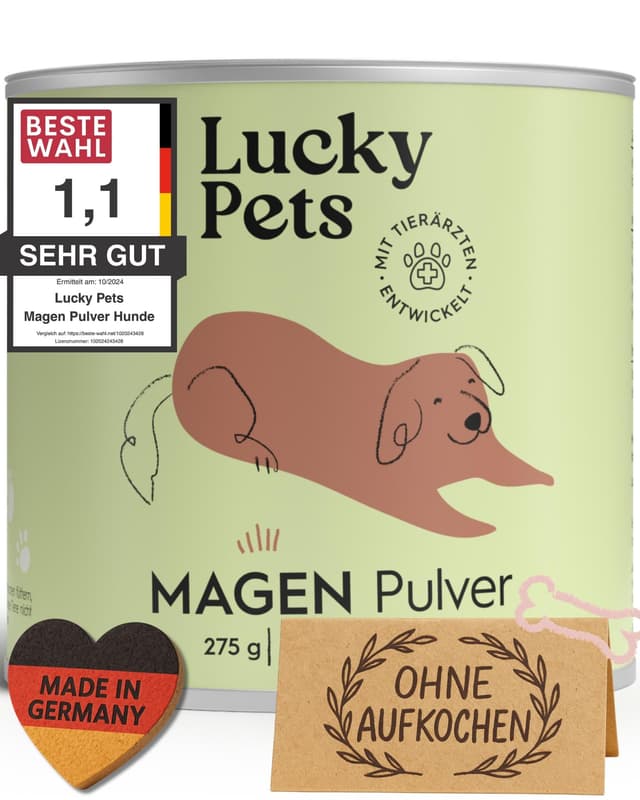 Premium Magenpulver 275g I Ulmenrinde für Hunde 🐶 I Made in Germany 🇩🇪 I Lucky Pets I TESTSIEGER