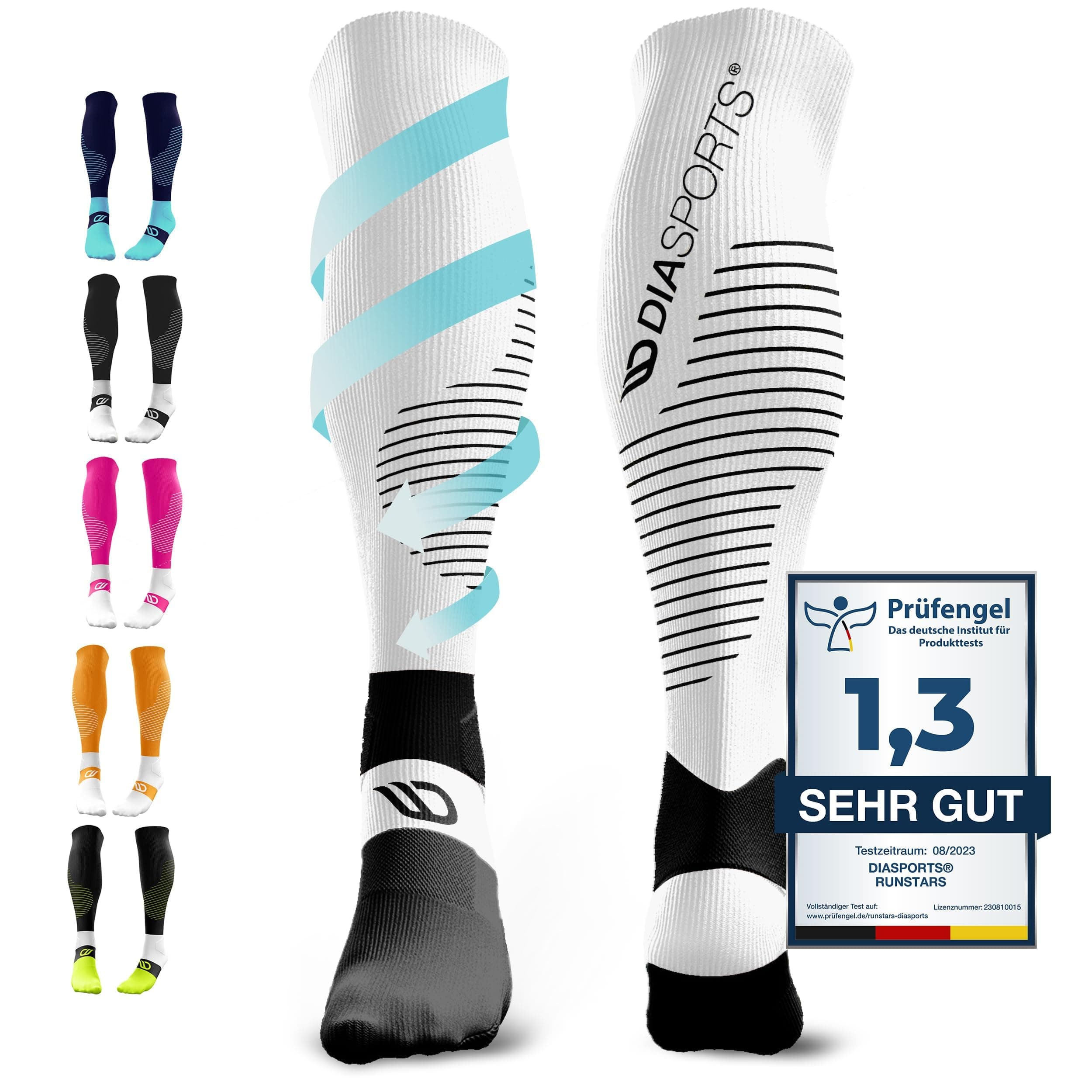 RUNSTARS Kompressionssocken für Sport, Laufen, Marathon und Triathlon - Langlebige Stützstrümpfe