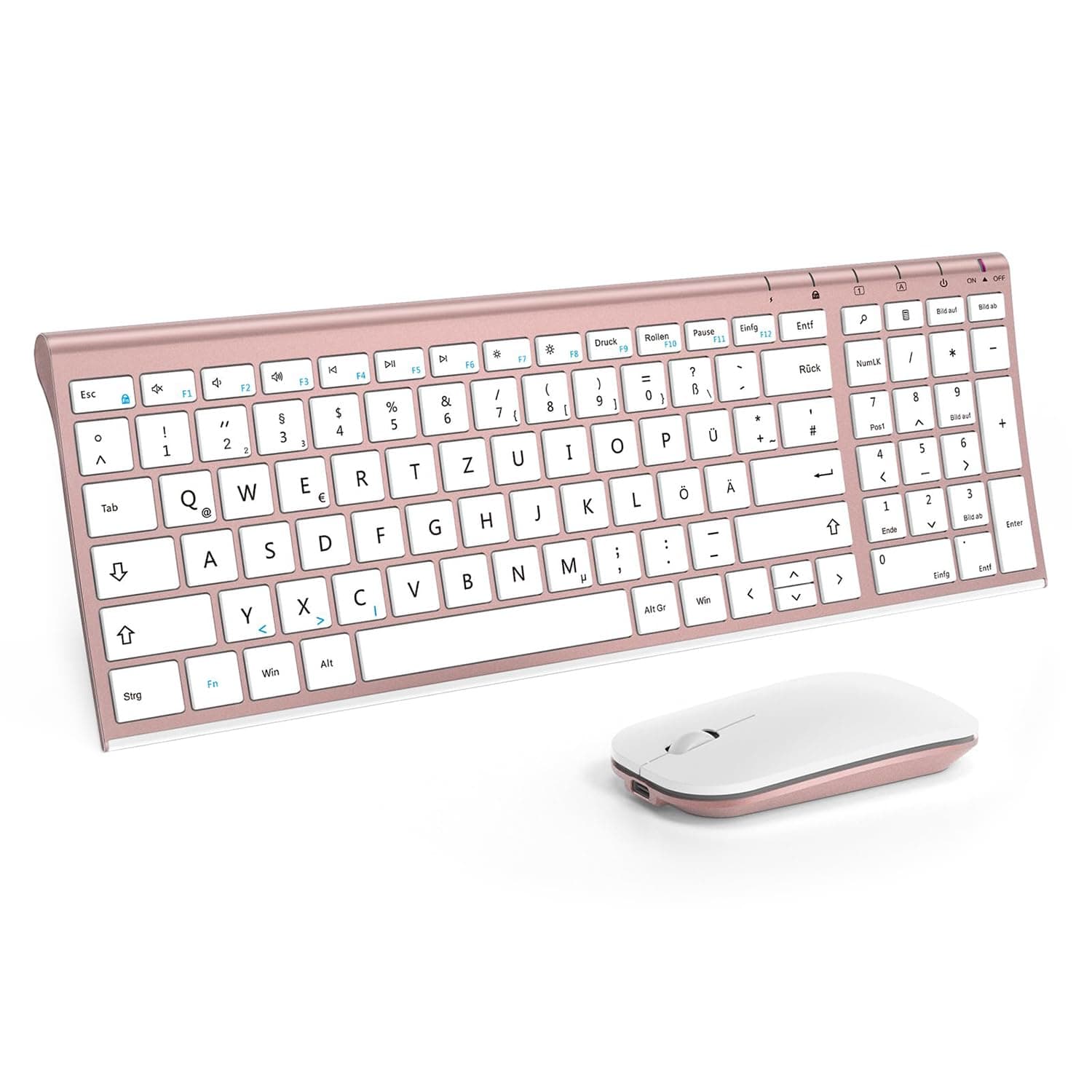 Seenda WGJP-031B Tastatur Maus Set Kabellos - Weiß & Rosa Weiß und Rotgold 🌟